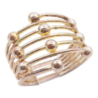 925 Sterling Silver Vintage Ring Multi Layered Sphere Coil Band  Sz 6.5  RG36108