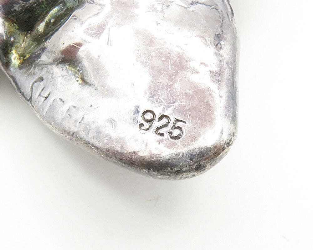 SHEFI ISRAEL 925 Silver  Vintage Shiny Sculpted Dark Tone Brooch Pin  BP7331