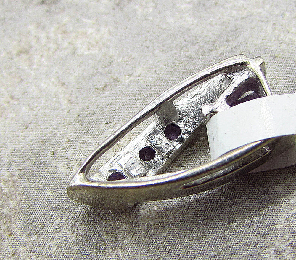 925 Sterling Silver  Faceted Amethyst Art Deco Slider Pendant  PT1494