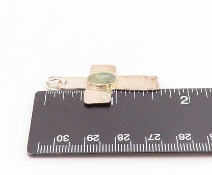 925 Sterling Silver Vintage Pendant ISRAEL Roman Glass Religious Cross  PT25903