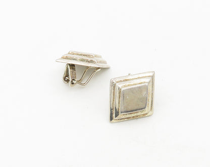 925 Sterling Silver  Vintage Shiny Diamond Shape Non Pierce Earrings  EG9383