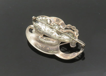 925 Sterling Silver  Vintage Antique Shiny Floral Motif Brooch Pin  BP8171