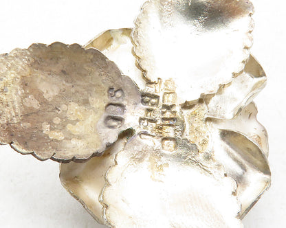 MEXICO 925 Sterling Silver  Vintage Sculpted Single Flower Brooch Pin  BP4801