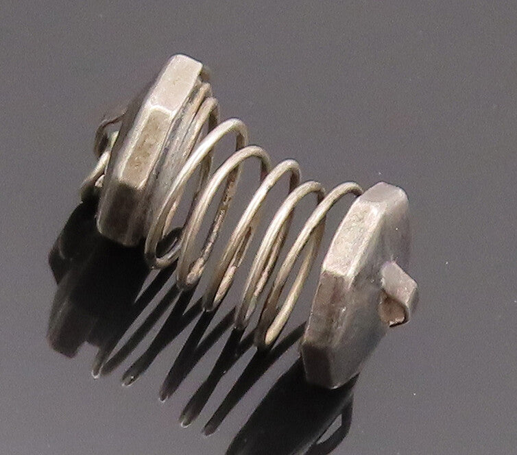 925 Sterling Silver Vintage Pendant Solid 3D Carved Spiral Mini Spring  PT22759