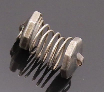 925 Sterling Silver Vintage Pendant Solid 3D Carved Spiral Mini Spring  PT22759