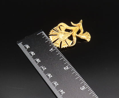 925 Sterling Silver  Vintage Gold Plated Double Flower Brooch Pin  BP9695