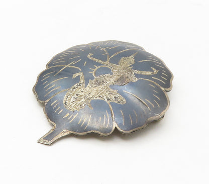 SIAM 925 Sterling Silver  Vintage Niello Enamel Dancer Brooch Pin  BP6525