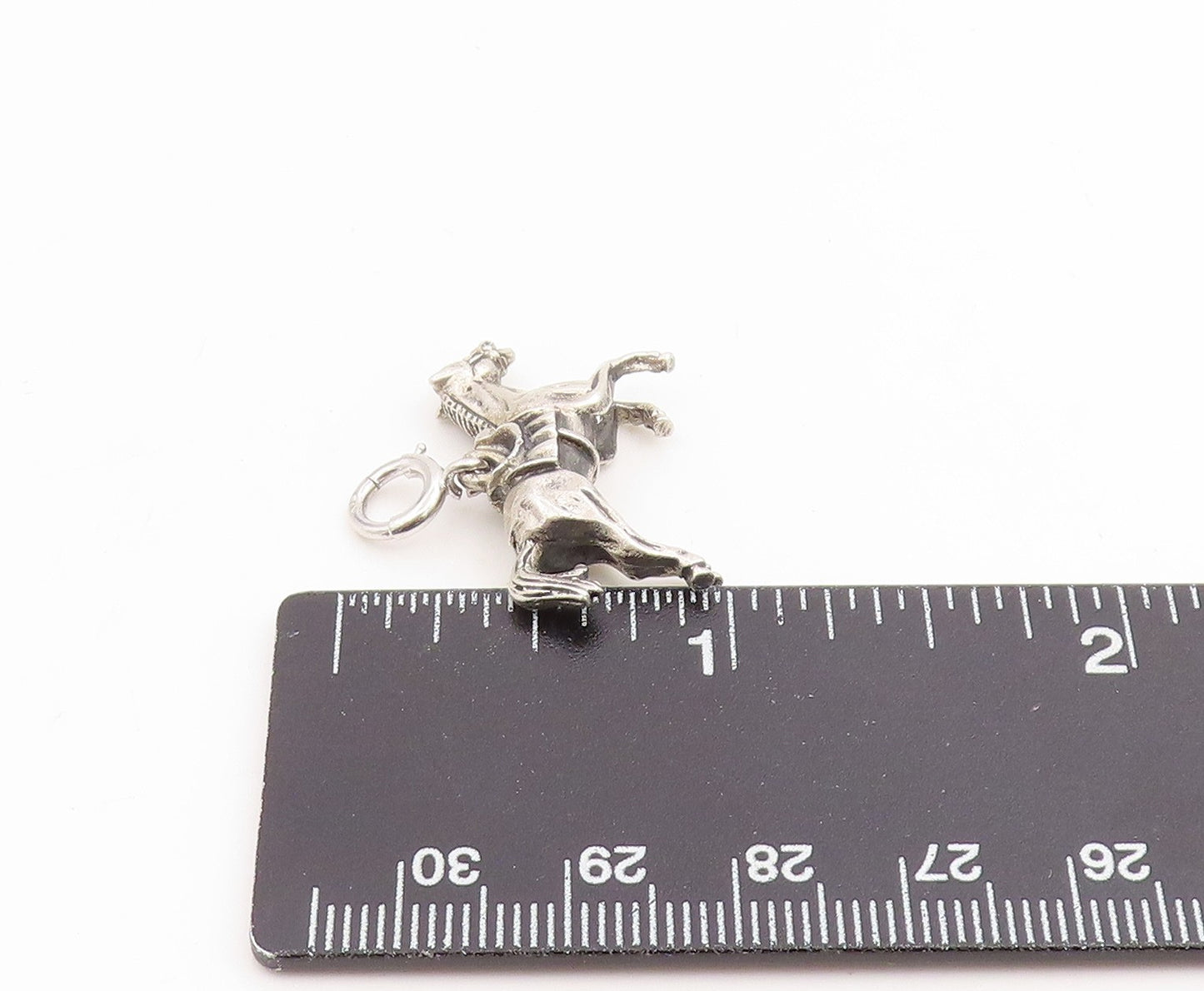 925 Sterling Silver Vintage Pendant Etched Saddled Western Horse Charm  PT25925