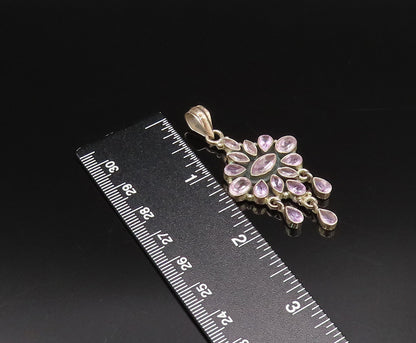 925 Sterling Silver  Vintage Multi Pear Shaped Gemstone Dangle Pendant  PT21765