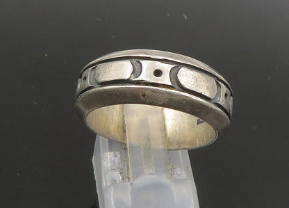 MEXICO 925 Sterling Silver  Vintage Oxidized Pattern Band Ring Sz 10  RG22969