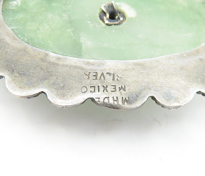 MEXICO 925 Sterling Silver  Vintage Jasper Sitting Men Brooch Pin  BP1794