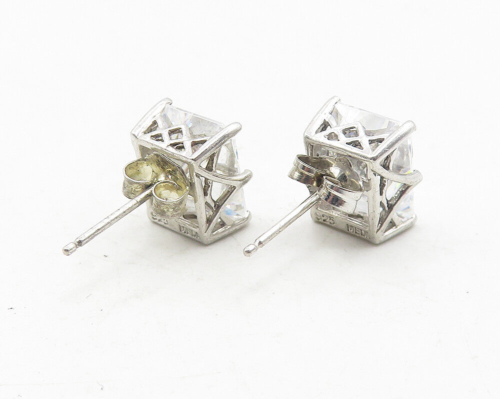 925 Sterling Silver  Prong Set Sparkling Cubic Zirconia Stud Earrings  EG6255