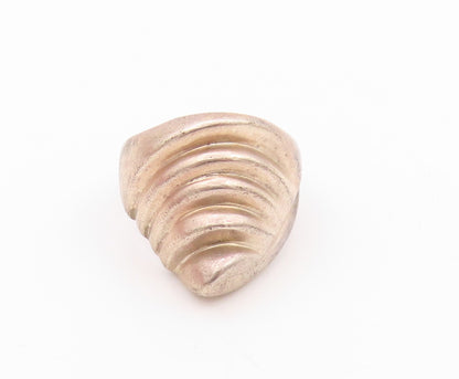 925 Sterling Silver Vintage Ring Dark Tone Domed Grooved Design Sz 5.5  RG32248