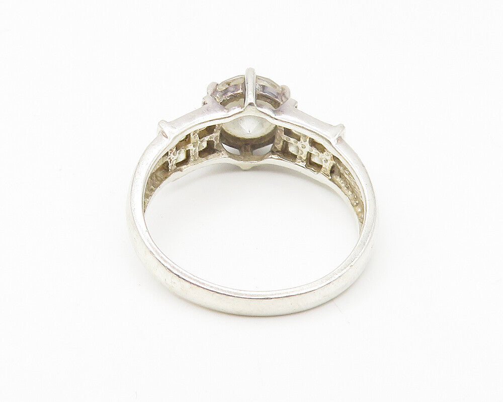 ROSS SIMON 925 Silver  Vintage Prong Set Cubic Zirconia Band Ring Sz 9 RG10783