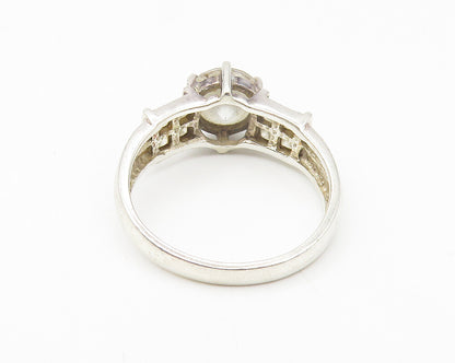ROSS SIMON 925 Silver  Vintage Prong Set Cubic Zirconia Band Ring Sz 9 RG10783