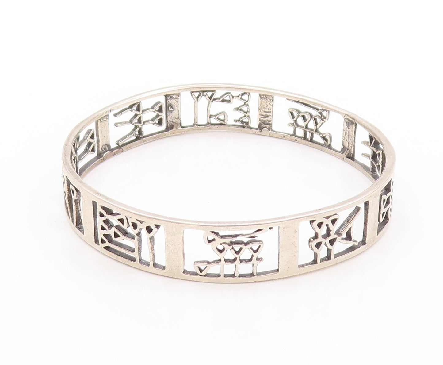 925 Sterling Silver Vintage Bracelet MIDDLE EAST Trible Design Bangle  BT11195