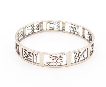 925 Sterling Silver Vintage Bracelet MIDDLE EAST Trible Design Bangle  BT11195