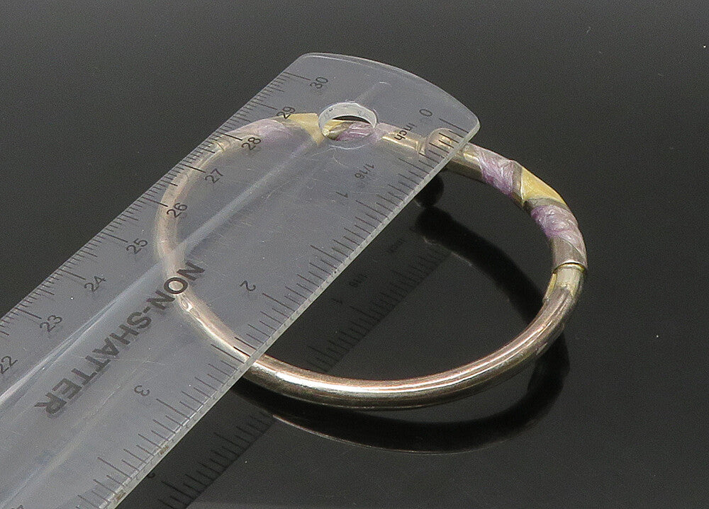 925 Sterling Silver  Vintage Enamel Detail Bypass Cuff Bracelet  BT8863