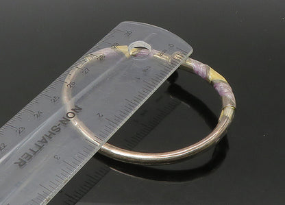 925 Sterling Silver  Vintage Enamel Detail Bypass Cuff Bracelet  BT8863