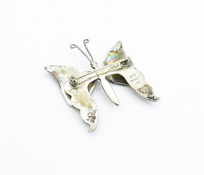 MEXICO 925 Sterling Silver  Vintage Abalone Shell Butterfly Brooch Pin  BP1338