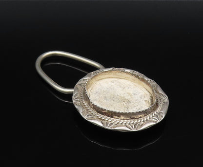 NAVAJO 925 Silver  Vintage Rope Twist & Etched Lines Floral Key Chain  TR3468