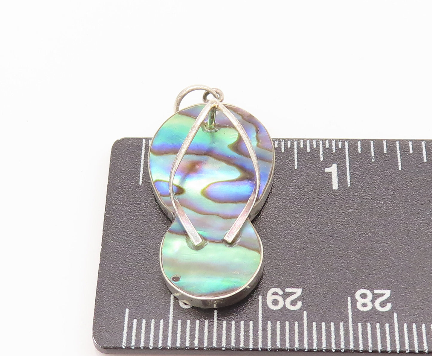 925 Sterling Silver Vintage Pendant Minimalist Abalone Cutout Sliders  PT22738