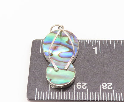 925 Sterling Silver Vintage Pendant Minimalist Abalone Cutout Sliders  PT22738