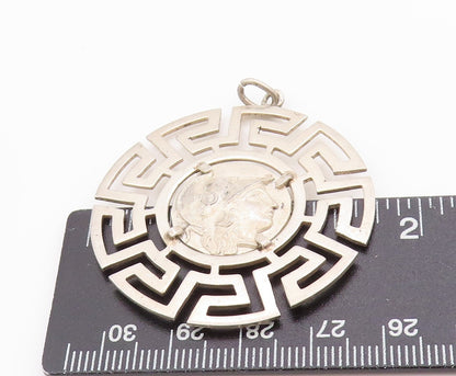 925 Sterling Silver Vintage Pendant Alexander Greek Roman Coin Medallion PT24997