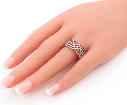 925 Sterling Silver Vintage Ring Cutout Celtic Knots Band  Sz 12.5  RG33011