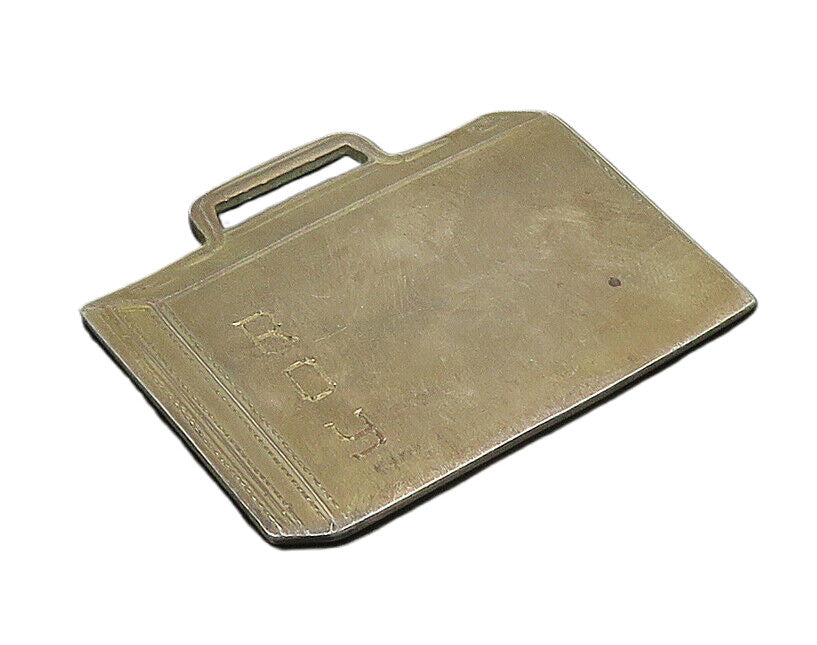 925 Sterling Silver  Vintage Etched Flat Briefcase Pendant  PT20872