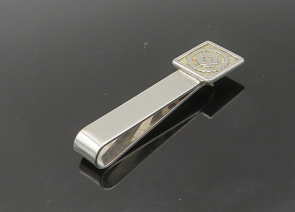 925 Sterling Silver  Vintage Shiny Smooth Masonry Tie Clip  TR2979