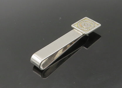 925 Sterling Silver  Vintage Shiny Smooth Masonry Tie Clip  TR2979