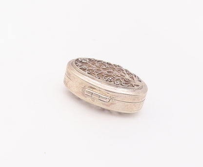 925 Sterling Silver Vintage Jewelry Box Swirly Cutout See Through Carved  TR3736