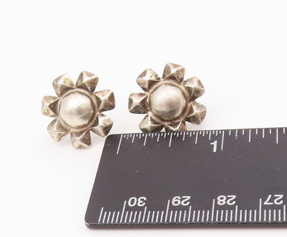 925 Sterling Silver Vintage Earrings Antique Design Puffed Flower EG13657