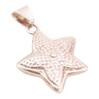 MEXICO 925 Sterling Silver  Vintage Hollow Hammered Starfish Pendant  PT18360