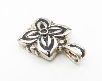 925 Sterling Silver  Vintage Shiny Enamel Coated Flower Motif Pendant  PT8217