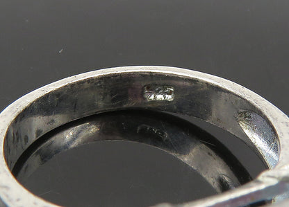 925 Sterling Silver Vintage Pink & White Cubic Zirconia Band Ring Sz 6 RG22289