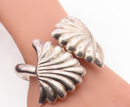 ILARIA 925 Sterling Silver  Vintage Scalloped Bypass Cuff Bracelet  BT3078
