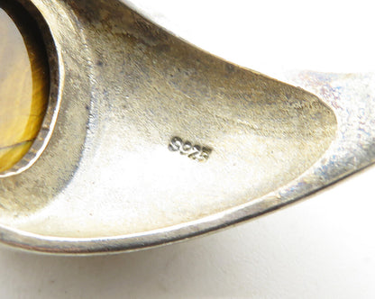 TURKISH 925 Silver  Vintage Tiger's Eye Swirl Dome Band Ring Sz 11  RG19852