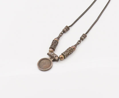 ZANFIELD 925 Silver  Vintage Swirly Carved Ancient Beaded Necklace  NE4101