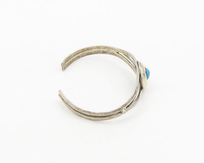 NAVAJO 925 Silver  Vintage Turquoise Shiny Split Twist Cuff Bracelet  BT7707