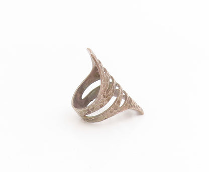 925 Sterling Silver Vintage Ring Honeycomb Textured Cutout Band  Sz 6  RG34405