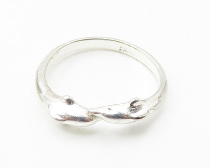 925 Sterling Silver  Shiny Petite Dolphins Bypass Band Ring Sz 7  RG10605