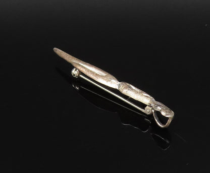 925 Silver  Vintage Mother & Child Love Skinny Pointed Brooch Pin  BP9954