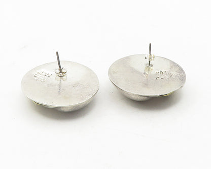 MEXICO 925 Sterling Silver  Vintage 2 Tone Hollow Swirl Drop Earrings  EG6166
