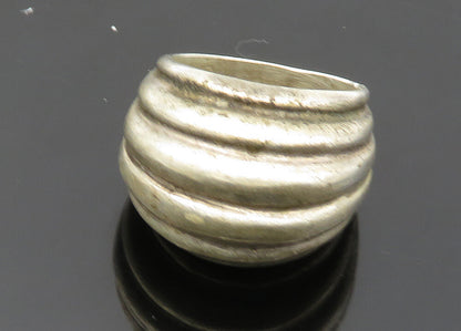 MEXICO 925 Silver  Vintage Dark Tone Fluted Dome Band Ring Sz 7  RG20349