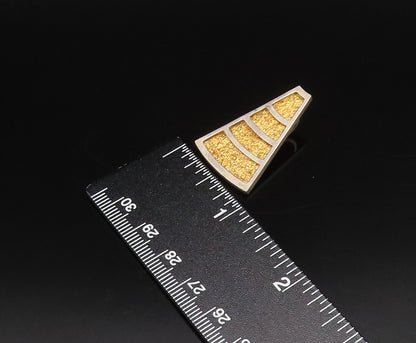 POLAND 925 Silver  Vintage Two Tone Carved Graduated Triangle Pendant  PT21874