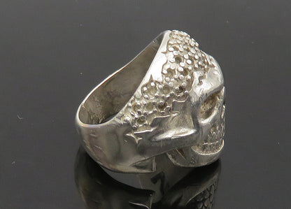 VERSANI 925 Sterling Silver Vintage Skeleton Head Heavy Biker Ring Sz 9  RG22374