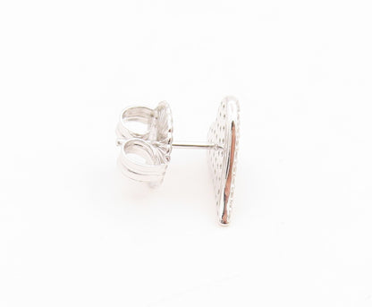 925 Sterling Silver Vintage Earrings Elegant Cluster CZ love Heart Stud  EG14340