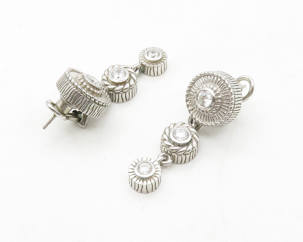 JUDITH RIPKA 925 Silver  Vintage Topaz Graduated Twist Dangle Earrings  EG6774